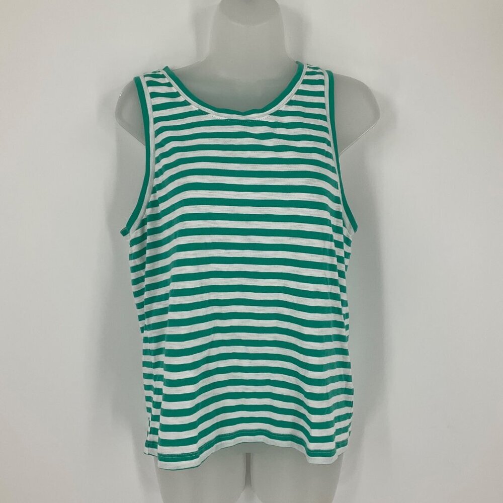 J.Crew women’s  Green & White Striped Tank Top 100% Cotton Size S